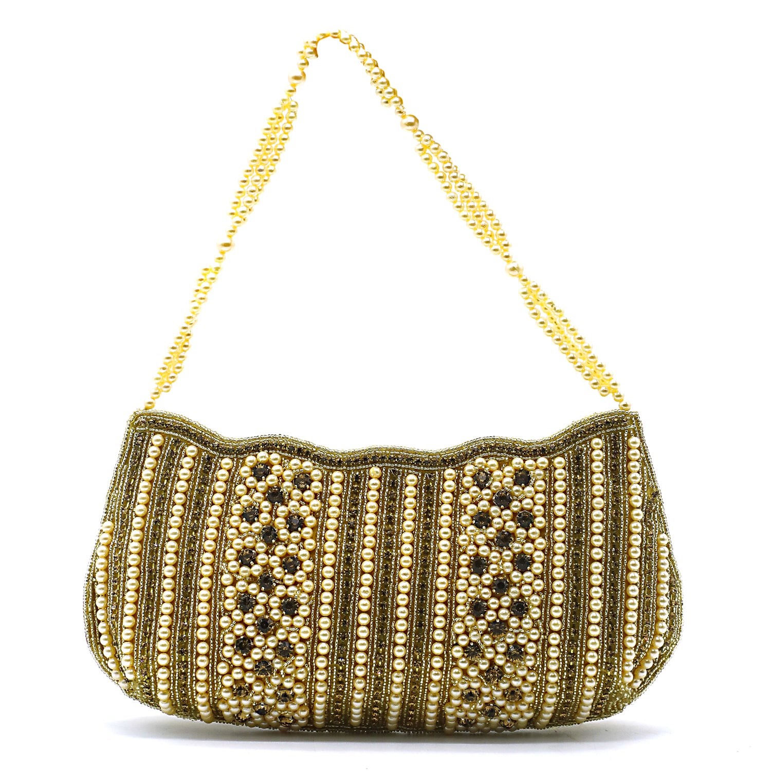 Gorgeous U Golden and white Hand Made Moti Clutch With Sling at Rs 250 in  Prayagraj