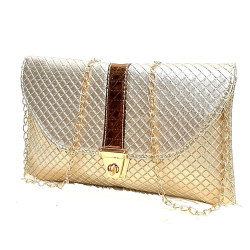 Women's Clutch With 2In1 Gold Stripe Buckle Design - myStore20202019