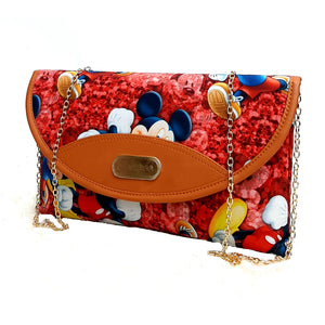 Women's Clutch With 2In1 Round Flap Multi Color Print Design - myStore20202019