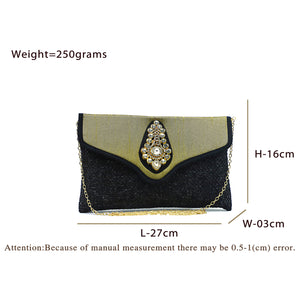 Women's Clutch With Two In One Flap Stone Jute Design - myStore20202019