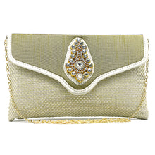 Load image into Gallery viewer, Women&#39;s Clutch With Two In One Flap Stone Jute Design - myStore20202019
