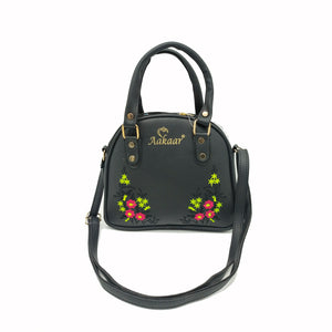 Women's Indian Sling Bag With Flower Leaf Embroidery Design - myStore20202019