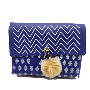 Women's Indian Sling Bag With Zig Zag Print Fur Ball Design - myStore20202019